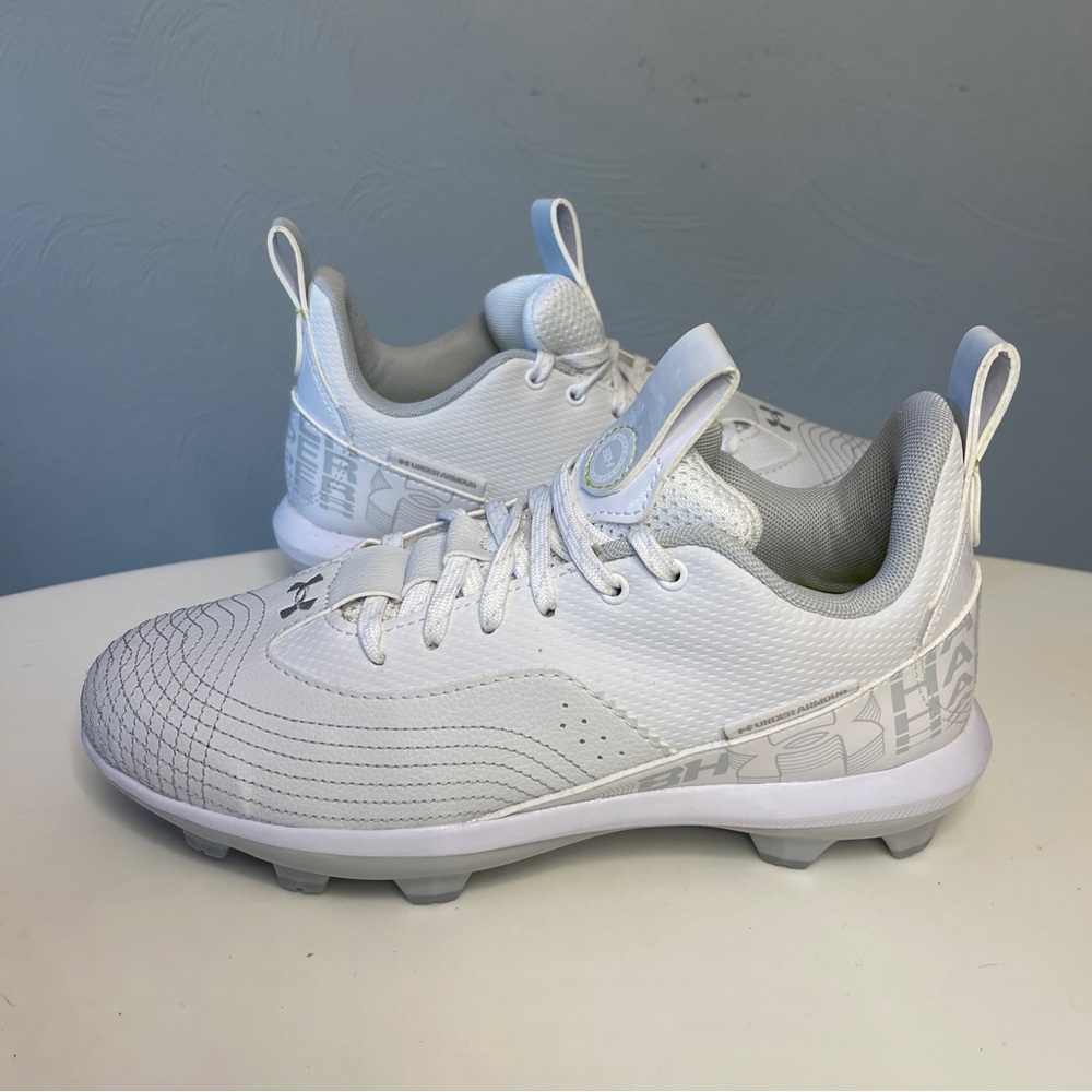 Under Armour UA Harper Low Jr. TPU White Baseball Cleats Boys 5.5 Y